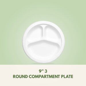 9" 3 Round Compartment Plate