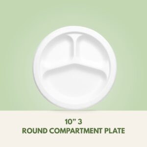 10" 3 Round Compartment Plate