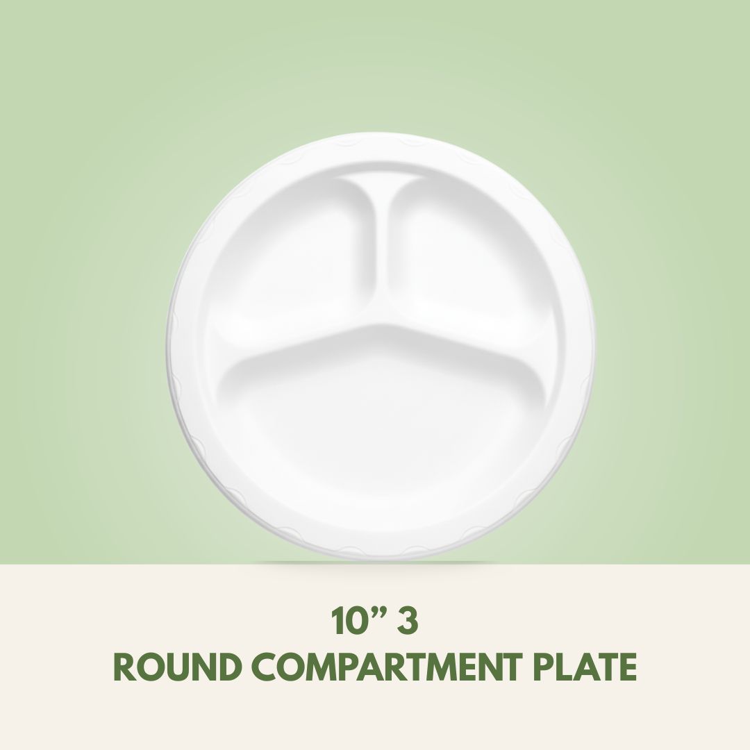 10" 3 Round Compartment Plate