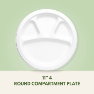 11" 4 Round Compartment Plate