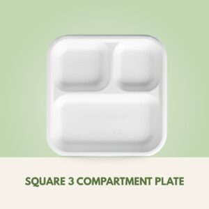 Square 3 Compartment Plate